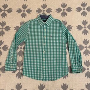 Crown & Ivy Mint Green Checkered Boys Long Sleeve Button Up Shirt Small
